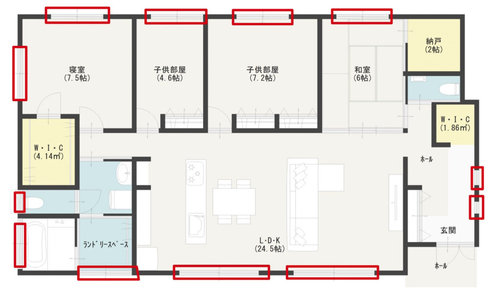 全ての窓を内窓にした場合