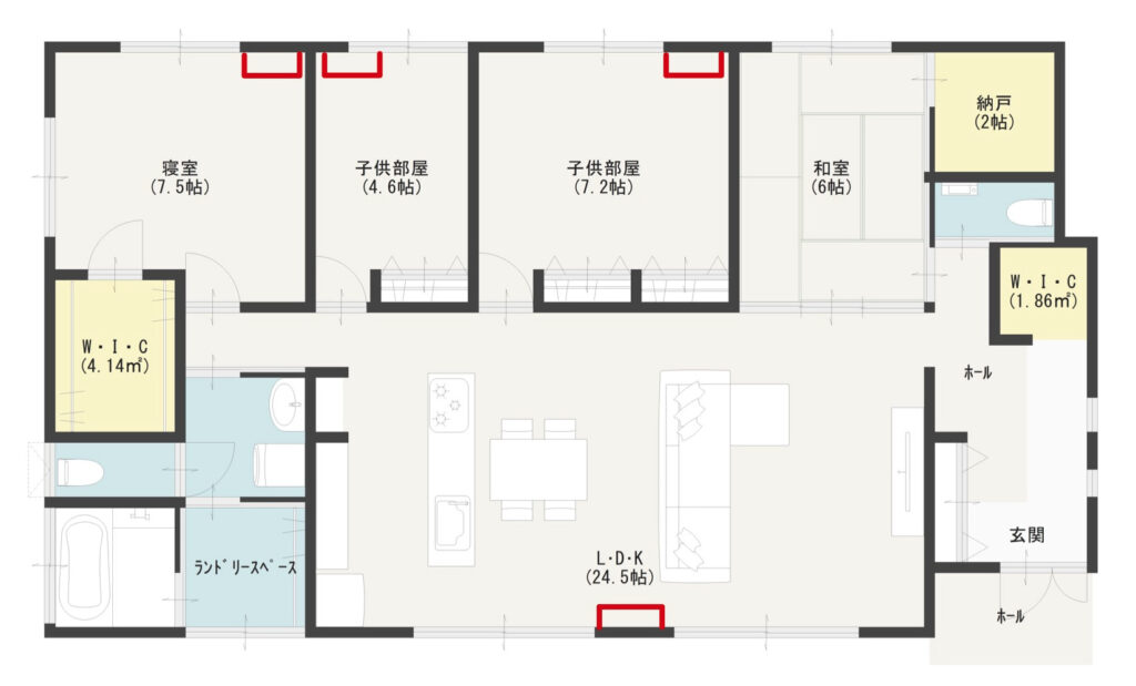 全部屋のエアコンを交換した場合の間取り